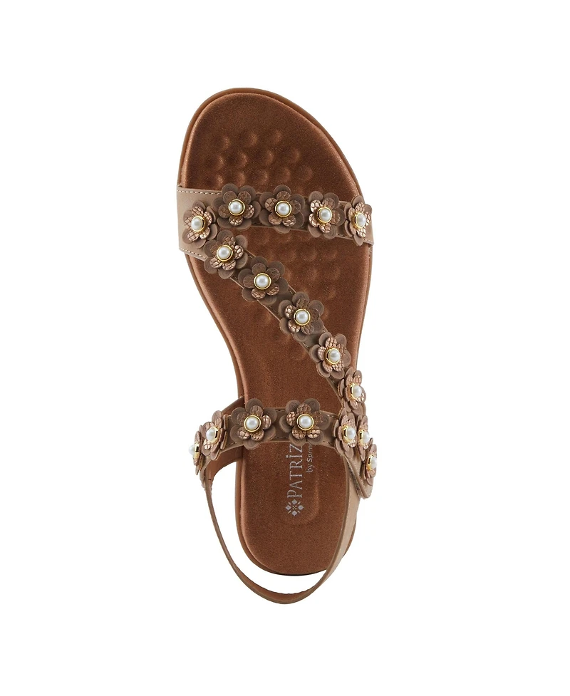 Patrizia Women's Floral Pearl Accent Comfort Sandals
