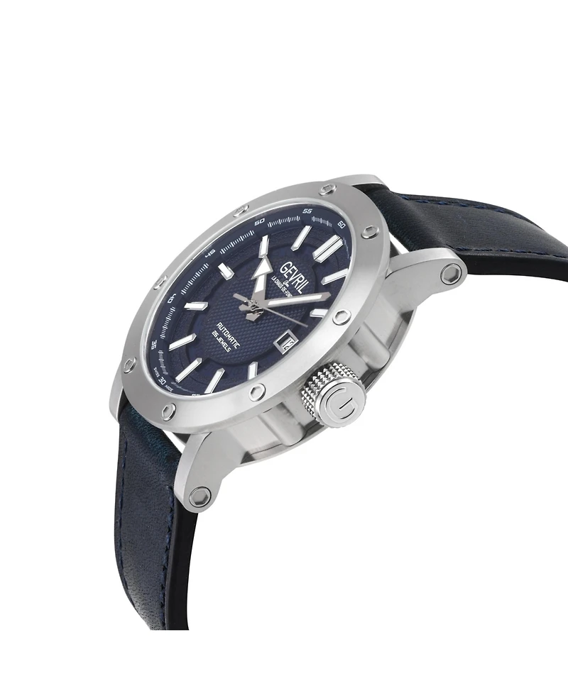 Gevril Men's Swiss Made Flat Iron Swiss Automatic Italian Leather Strap Watch