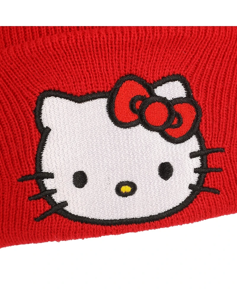 Hello Kitty Embroidered Character Face Cuff Beanie