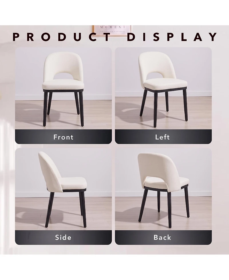 Gaomon Wooden Dining Chairs Set of 6,Upholstered Kitchen Dining Room Chair,Modern Linen Fabric hollowed out Dinner Chair