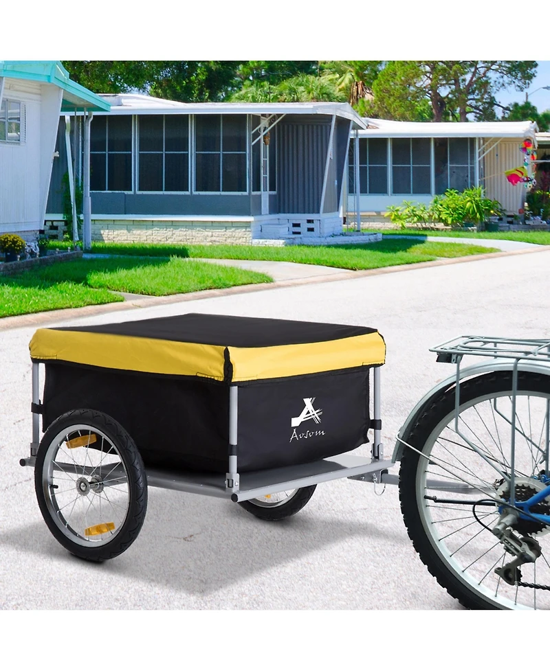 Mountaintop Bicycle Cargo Trailer, Yellow, Two-Wheel Bike Luggage Wagon with Removable Cover