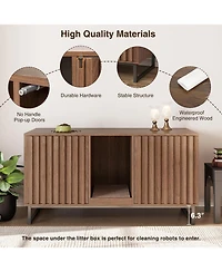 Vabches Double Room Large Cat Cabinet, Litter Box Furniture Hidden with Scratch Pad