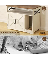 Vabches Cat Litter Box Enclosure, Hidden Litter Box Furniture with Scratch Pad