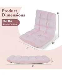Sugift 14-Position Adjustable Folding Floor Chair with Padded Flannel Cushion