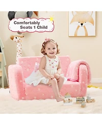 Sugift 2-in-1 Folding Kids Couch with Glow-in-the-Dark Pattern and Matching Blanket