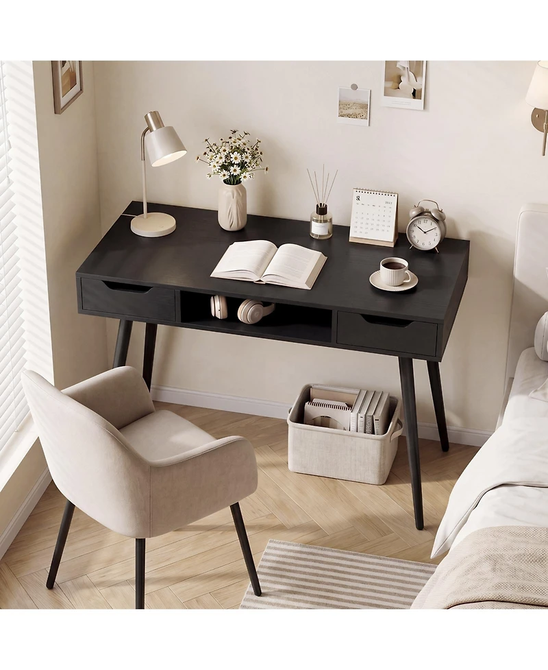 Costway Computer Desk with Drawers, Open Storage Compartment