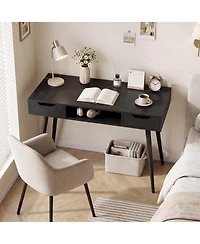 Costway Computer Desk with Drawers, Open Storage Compartment