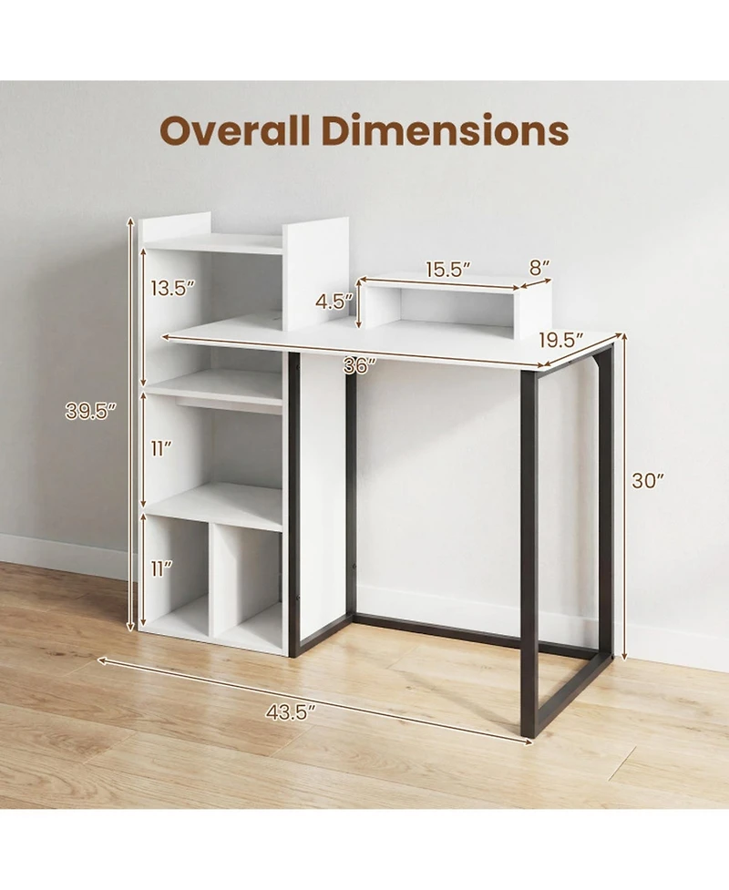 Sugift 43.5 inches Computer Desk with Charging Station and Ergonomic Monitor Stand