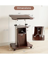 Sugift Adjustable Mobile Standing Desk Cart with 0-180degree(s) Tilt Desktop and Cabinet