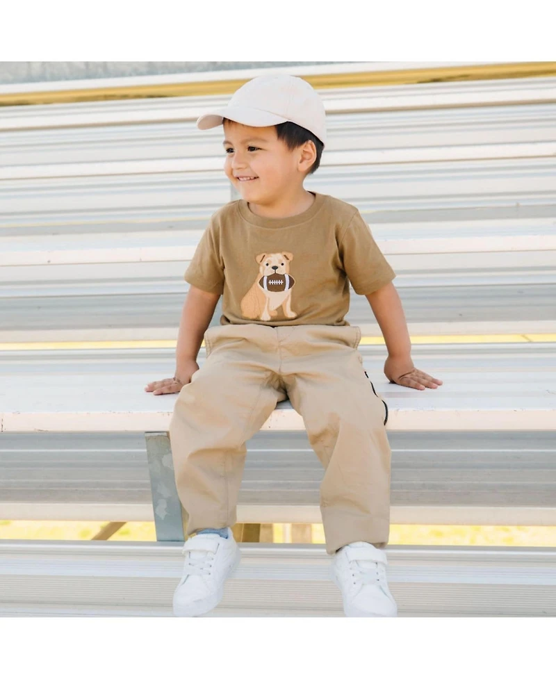 Sweet Wink Toddler Boys Bulldog Football Patch Short Sleeve T-Shirt
