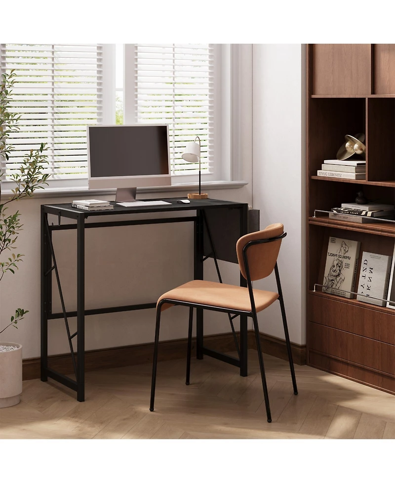 homfan 31.5 Folding Computer Desk with Storage Bag and Hook, Space-Saving Gaming Table