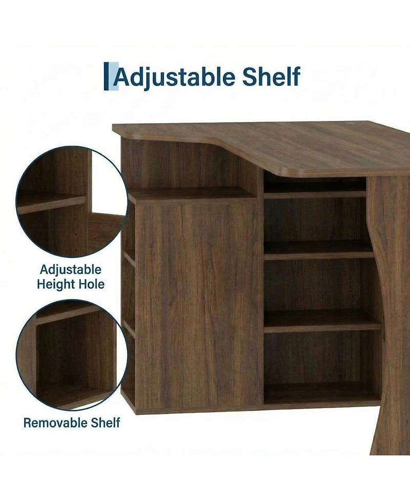homfan L Shaped Desk with Storage Shelves, Reversible Small Corner Desk for Small Spaces, Compact Home Office Desk for Writing, Study, Gaming