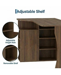 homfan L Shaped Desk with Storage Shelves, Reversible Small Corner Desk for Small Spaces, Compact Home Office Desk for Writing, Study, Gaming