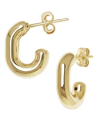 Macy's Sculptured Small Bold J Hoop Earrings in 14k Yellow Gold