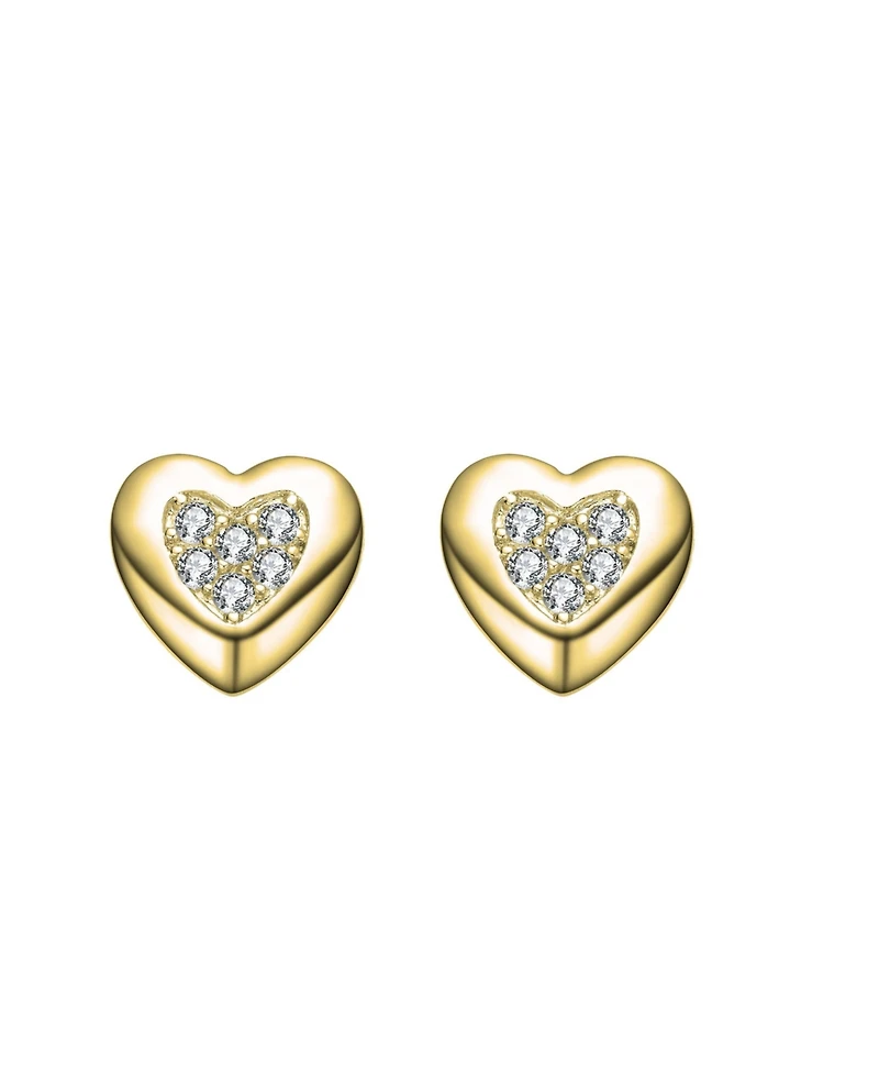 Lovely Heart Stud Earrings with Clear Cubic Zirconia