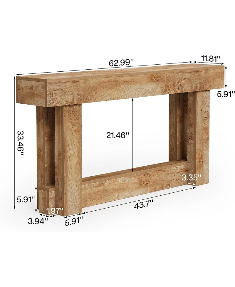 Tribesigns 63" Farmhouse Console Table with 2-Tier Storage