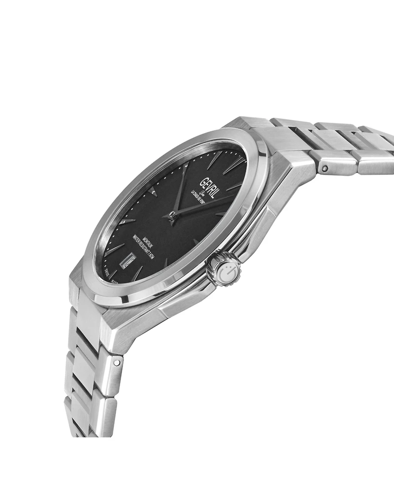 Gevril Men's Swiss Made Montauk Swiss Quartz Silver Stainless Steel Bracelet Watch