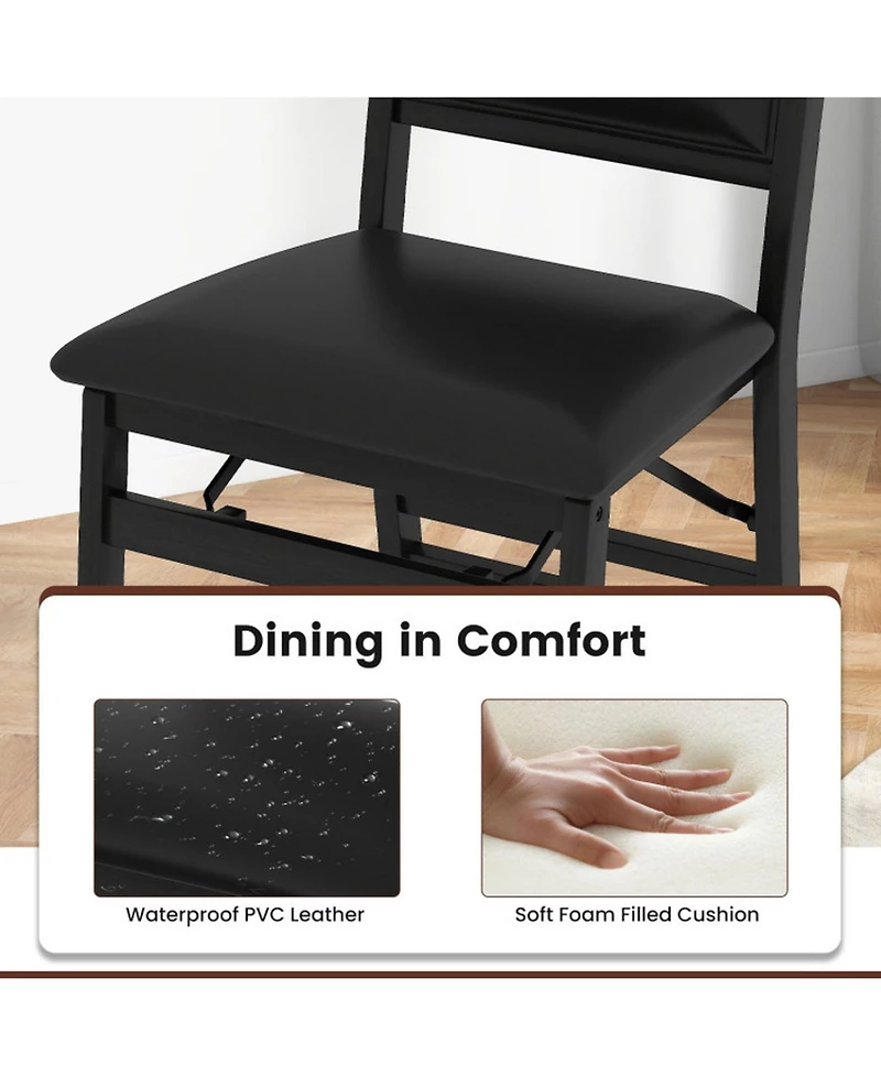 Sugift Folding Dining Chairs Set of 4 with Padded High Backrest for Kitchen