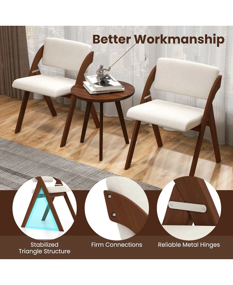 Sugift Folding Kitchen Dining Chairs Set of 4 with Rubber Wood Legs