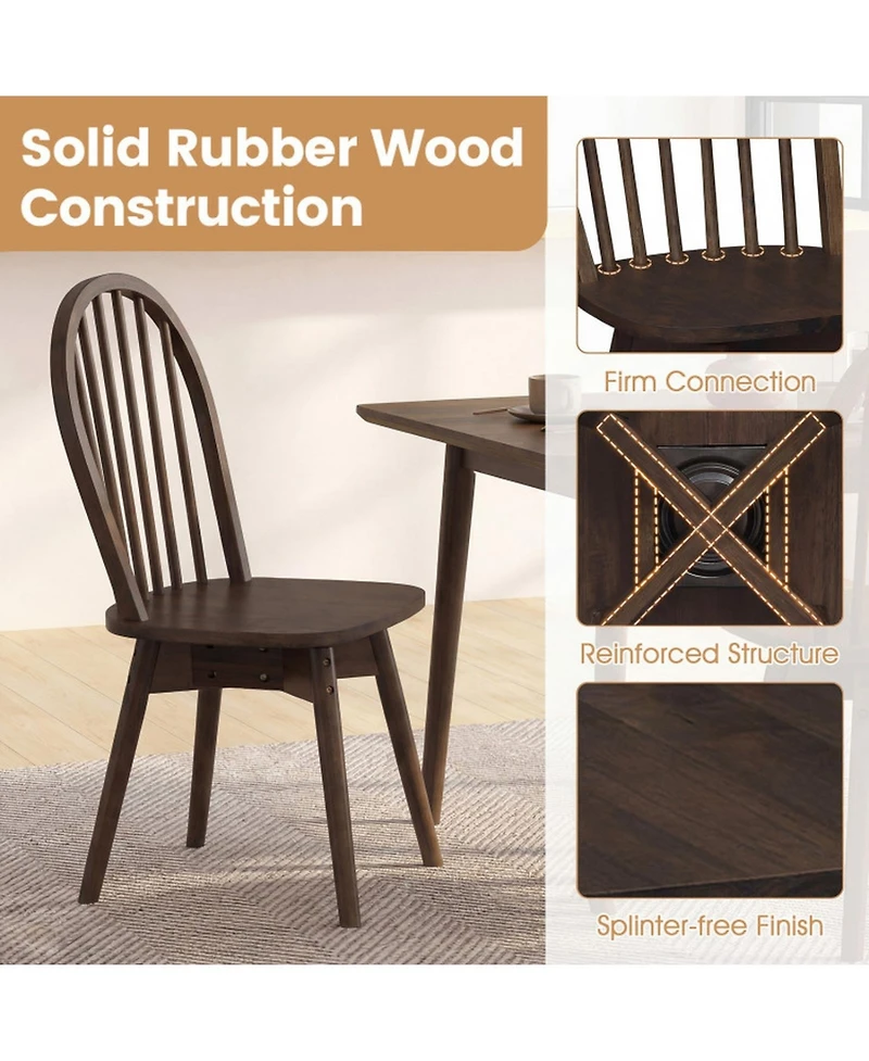 Sugift Swivel Windsor Dining Chairs Set of 4 with Rubber Wood Frame