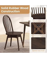 Sugift Swivel Windsor Dining Chairs Set of 4 with Rubber Wood Frame
