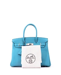 Pre-Owned Hermes Birkin 30 Handbag Blue Togo with Palladium Hardware