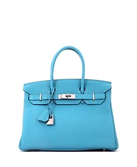 Pre-Owned Hermes Birkin 30 Handbag Blue Togo with Palladium Hardware