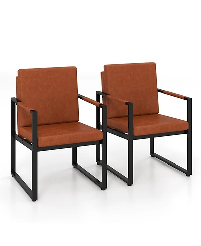 Sugift Set of 2 Mid-Century Accent Sofa Chairs with Padded Cushions and Metal Frame