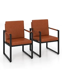 Sugift Set of 2 Mid-Century Accent Sofa Chairs with Padded Cushions and Metal Frame