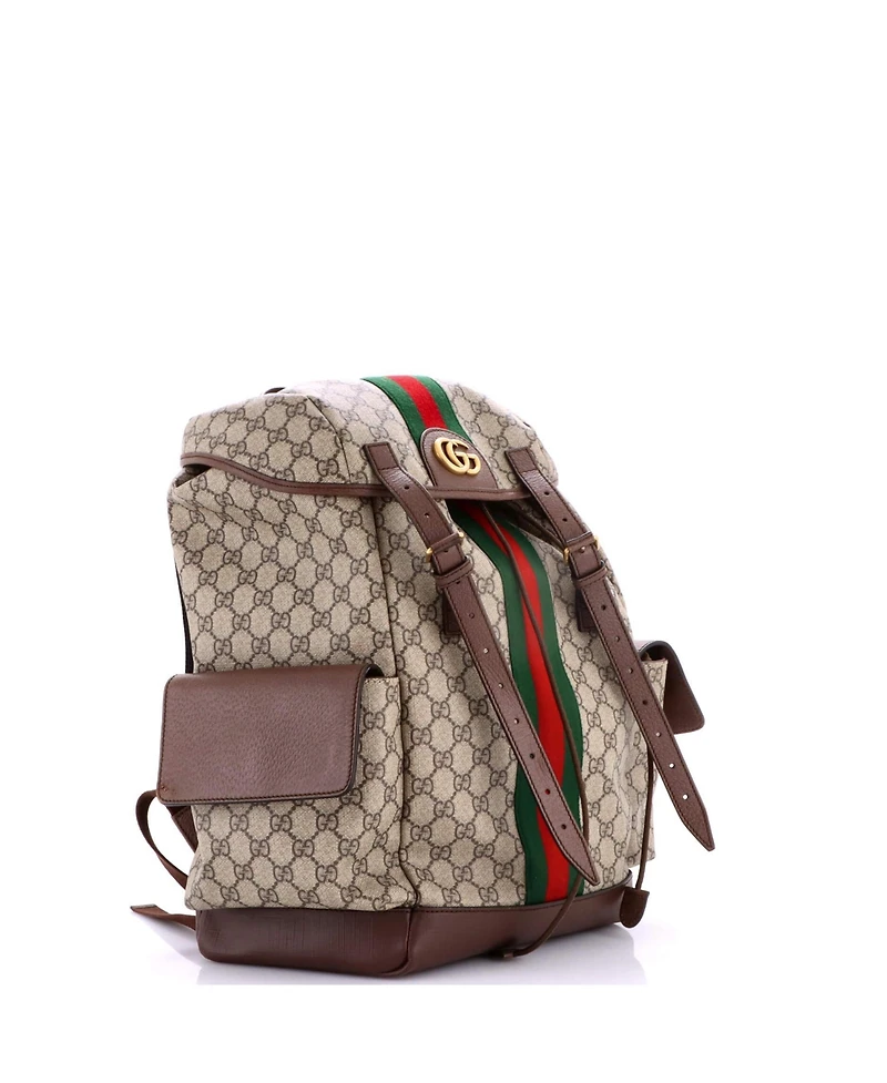Pre-Owned Gucci Medium Ophidia Flap Backpack Gg Coated Canvas