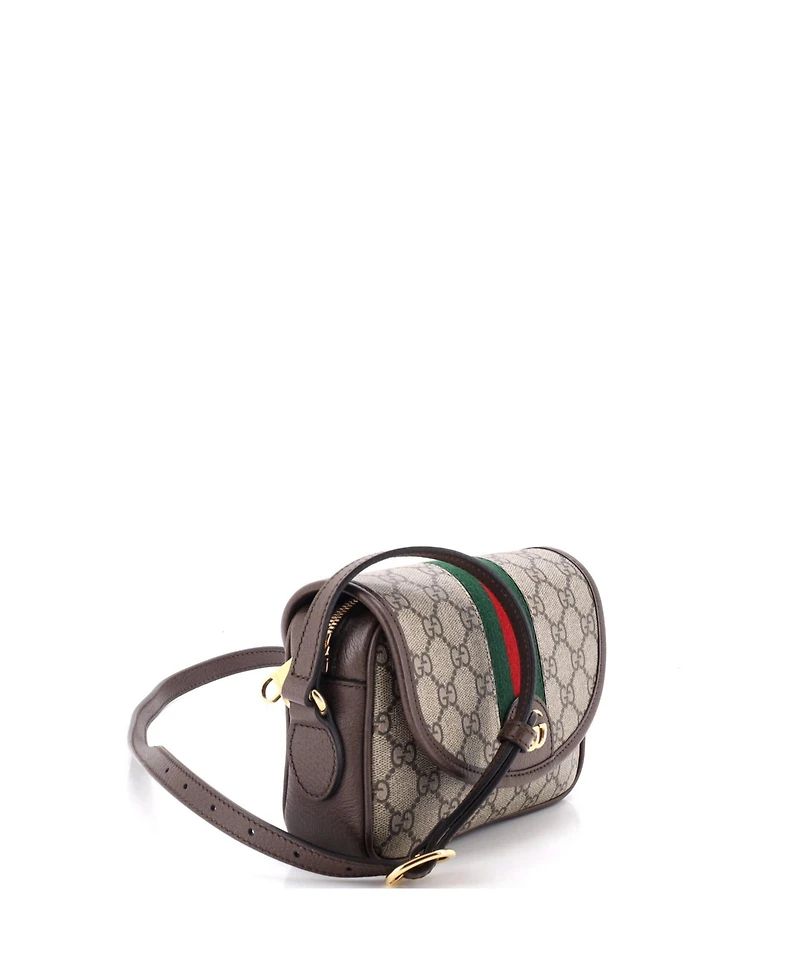 Pre-Owned Gucci Mini Ophidia Flap Shoulder Bag Gg Coated Canvas