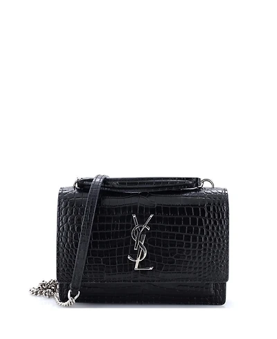 Pre-Owned Saint Laurent Sunset Top Handle Chain Wallet Embossed Leather