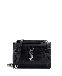Pre-Owned Saint Laurent Sunset Top Handle Chain Wallet Embossed Leather