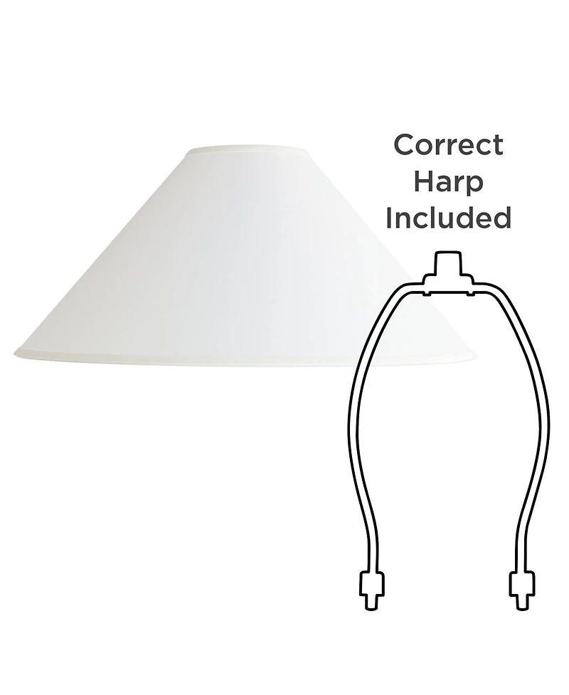 Large 23" Bottom Springcrest Empire Lamp Shade Linen Chimney 6" Top x 13.5" High Spider Replacement Harp and Finial Fitting