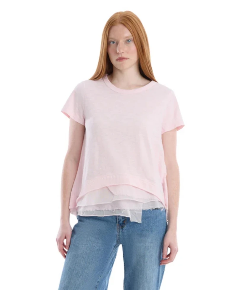 Wilt Women's Boxy Short Sleeve Mixed Hem Tee