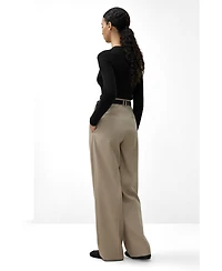 Lilysilk Women's Box Pleated Silk-Wool Trouser