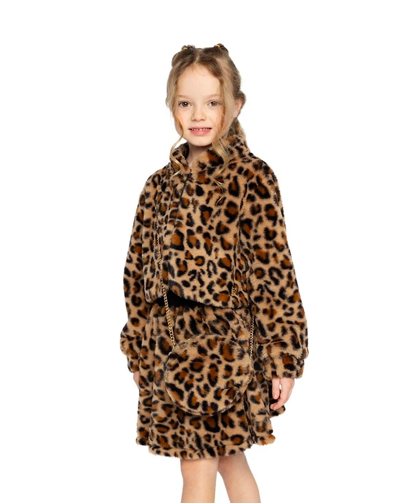 Deux par Big Girls Faux Fur Skirt Leopard Print Skirts
