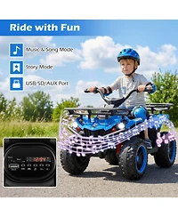 Sugift 24V Electric Ride-On Quad with Led Headlights, Ages 3-8