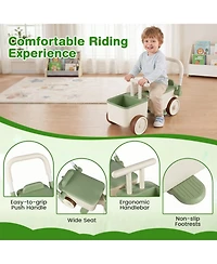Sugift 3-in-1 Ride-On Push Car with Storage Basket, 26.5" x 11" x 13.7", Ages 3+