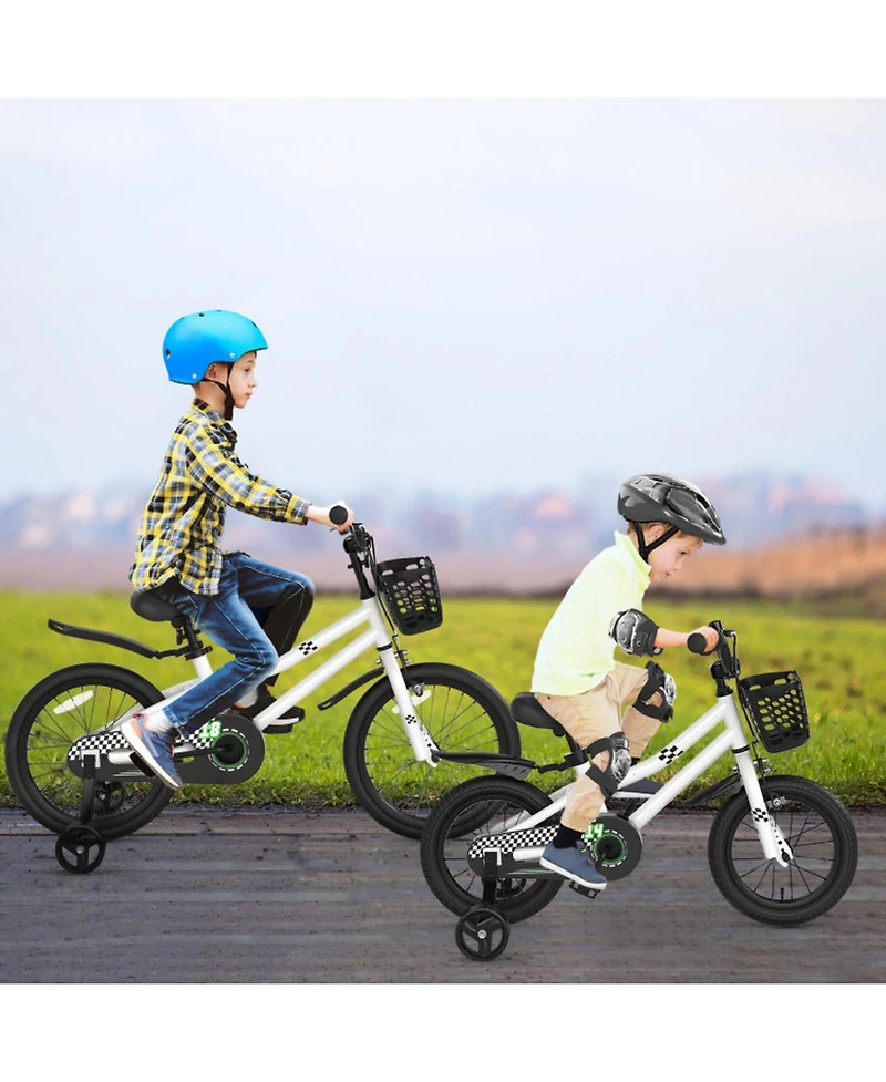 Sugift 14 in Kids Bike with Helmet Protective Set Dual Brakes Adjustable Seat and Handlebar