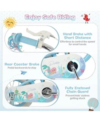 Sugift 16 in Mermaid Adjustable Kids' Bike with Training Wheels, Ages 3-7