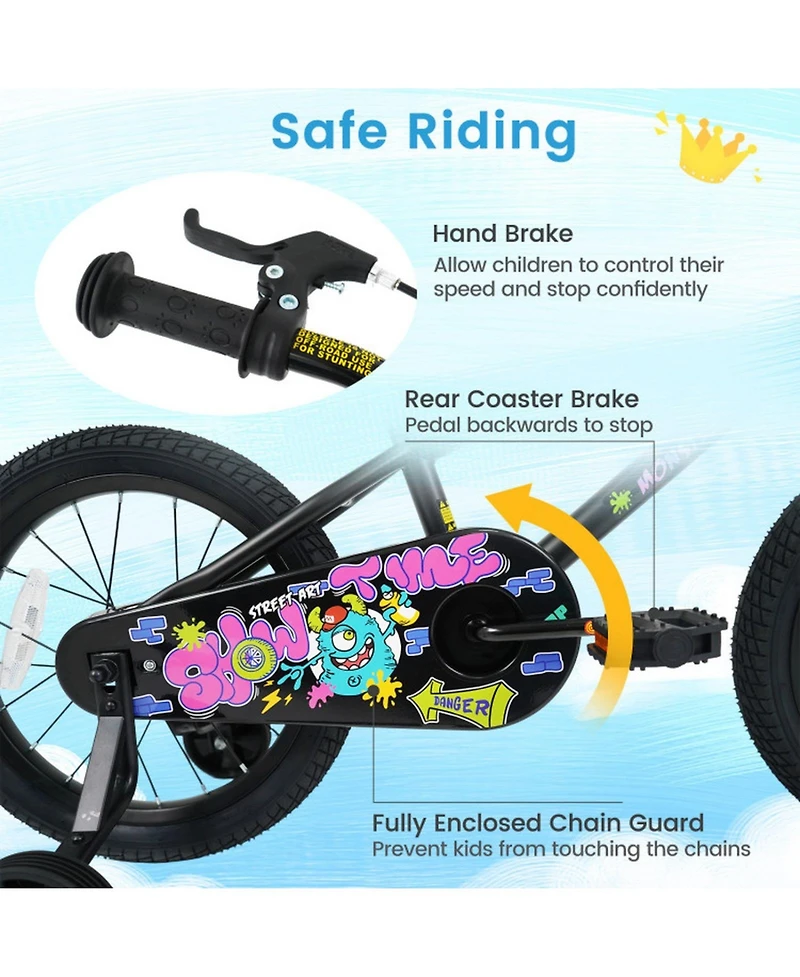 Sugift 16-Inch Kids' Bike with Training Wheels, Ages 4-7