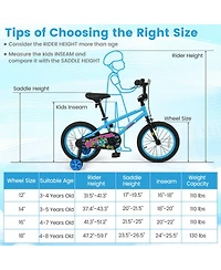 Sugift 16" Kids' Bike with Detachable Training Wheels and Adjustable Saddle, Ages 3-8