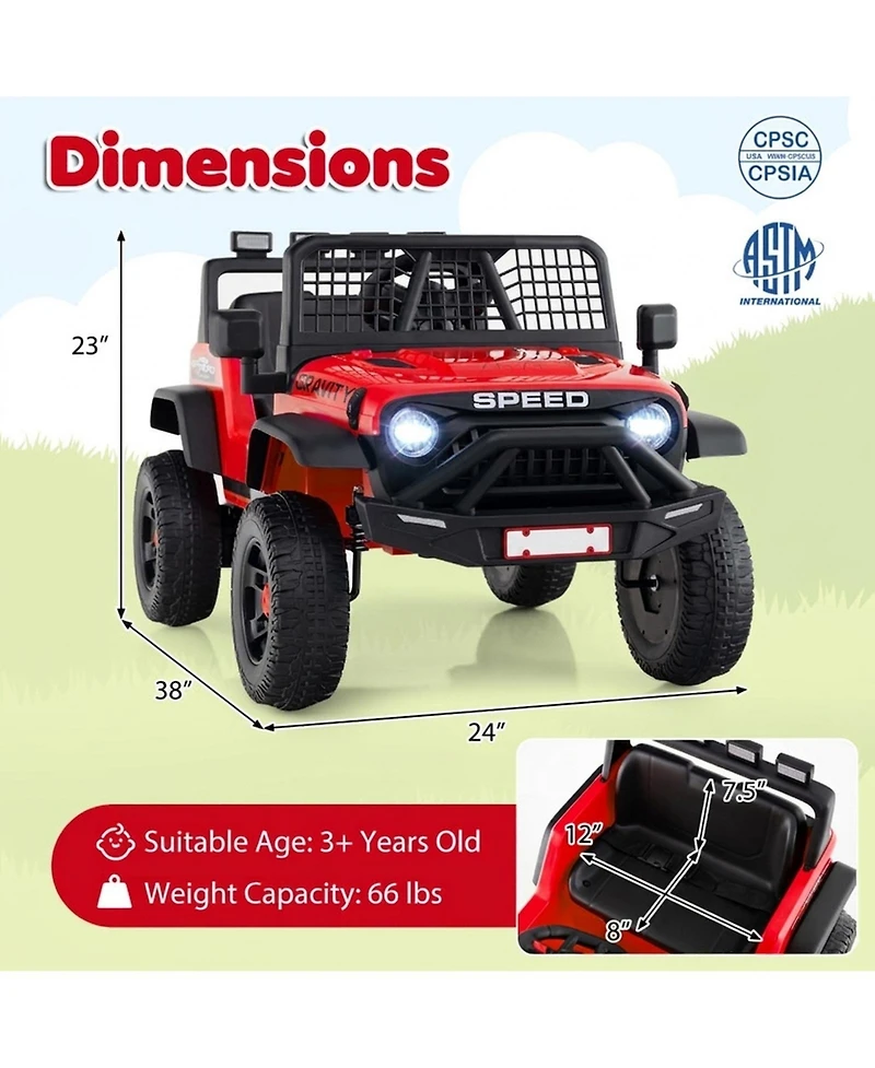 Sugift 24V Kids Ride-On Car with Parent Remote Control and Music, Ages 3+