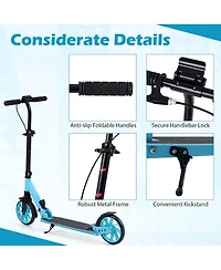 Sugift Foldable Kick Scooter for Kids Teens Adults Age 8+ with 8in Light-up Wheels and 4-Level Handlebar