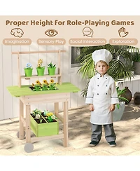 Sugift Wooden Garden Mud Kitchen 7-Piece Playset, Ages 3+