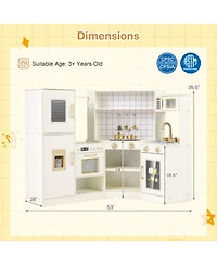 Sugift Corner Play Kitchen with Interactive Lights and Sounds, Ages 3+