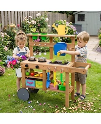 Sugift Water Tank & Sink 15-Piece Mud Kitchen, Ages 3+