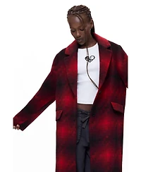 Desigual Women's Plaid Long Wool-Blend Coat