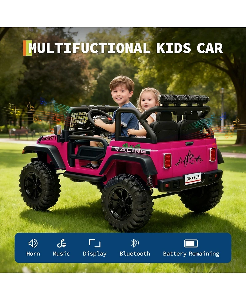 homfan 24V 4WD 2-Seater Ride-On Truck, Ages 3-8